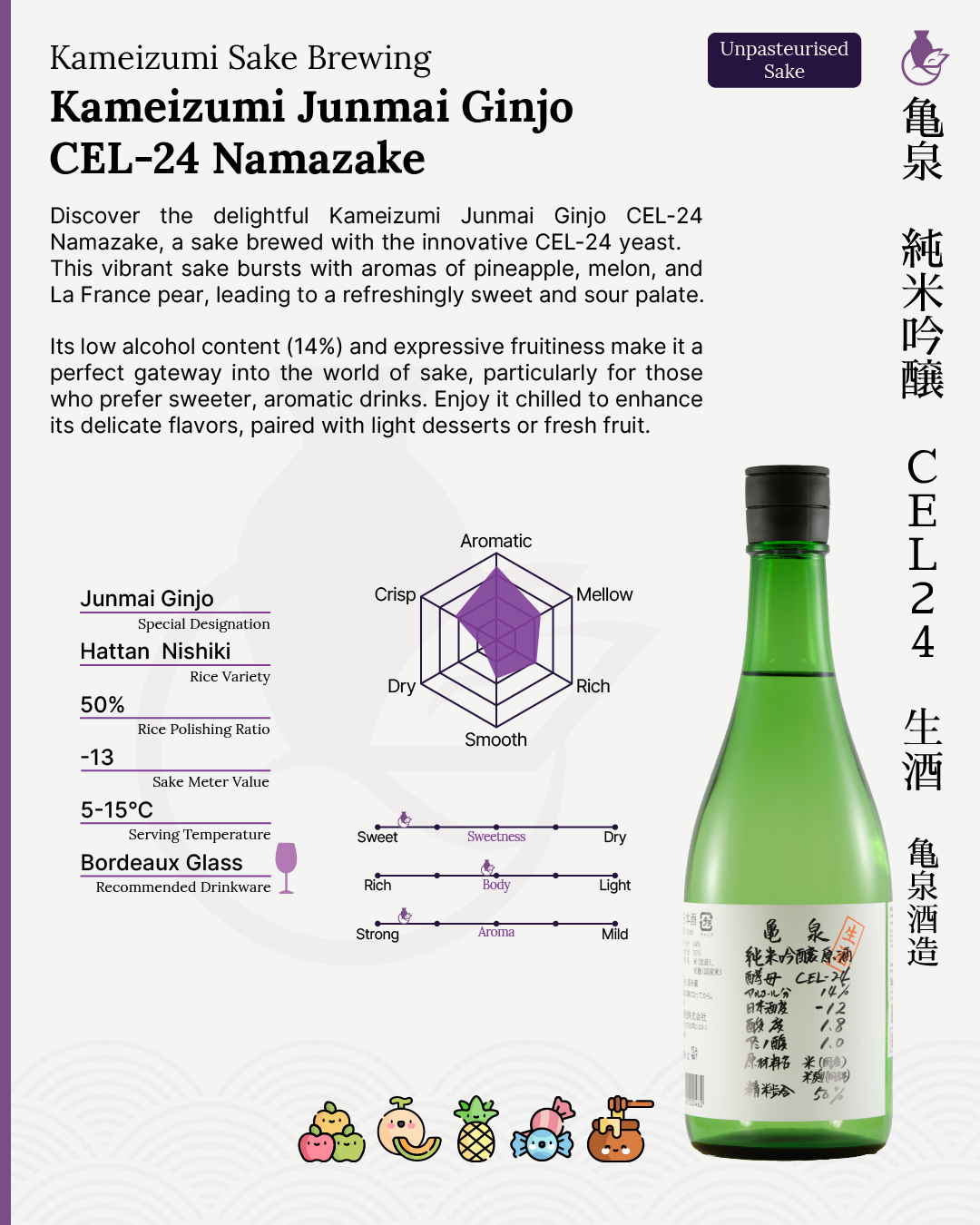 Kameizumi Junmai Ginjo CEL-24 Namazake | 亀泉 純米吟醸 CEL-24 生酒