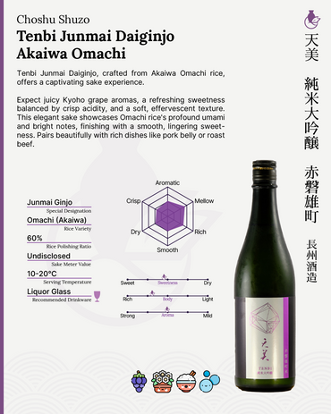 Tenbi Junmai Daiginjo Akaiwa Omachi | 天美 純米大吟醸 赤磐雄町