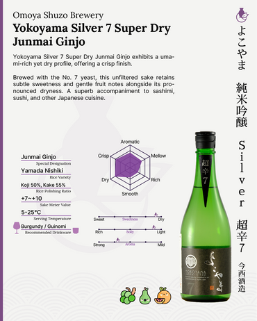 Yokoyama Silver 7 Super Dry Junmai Ginjo | よこやま 純米吟醸 Silver 超辛7 火入