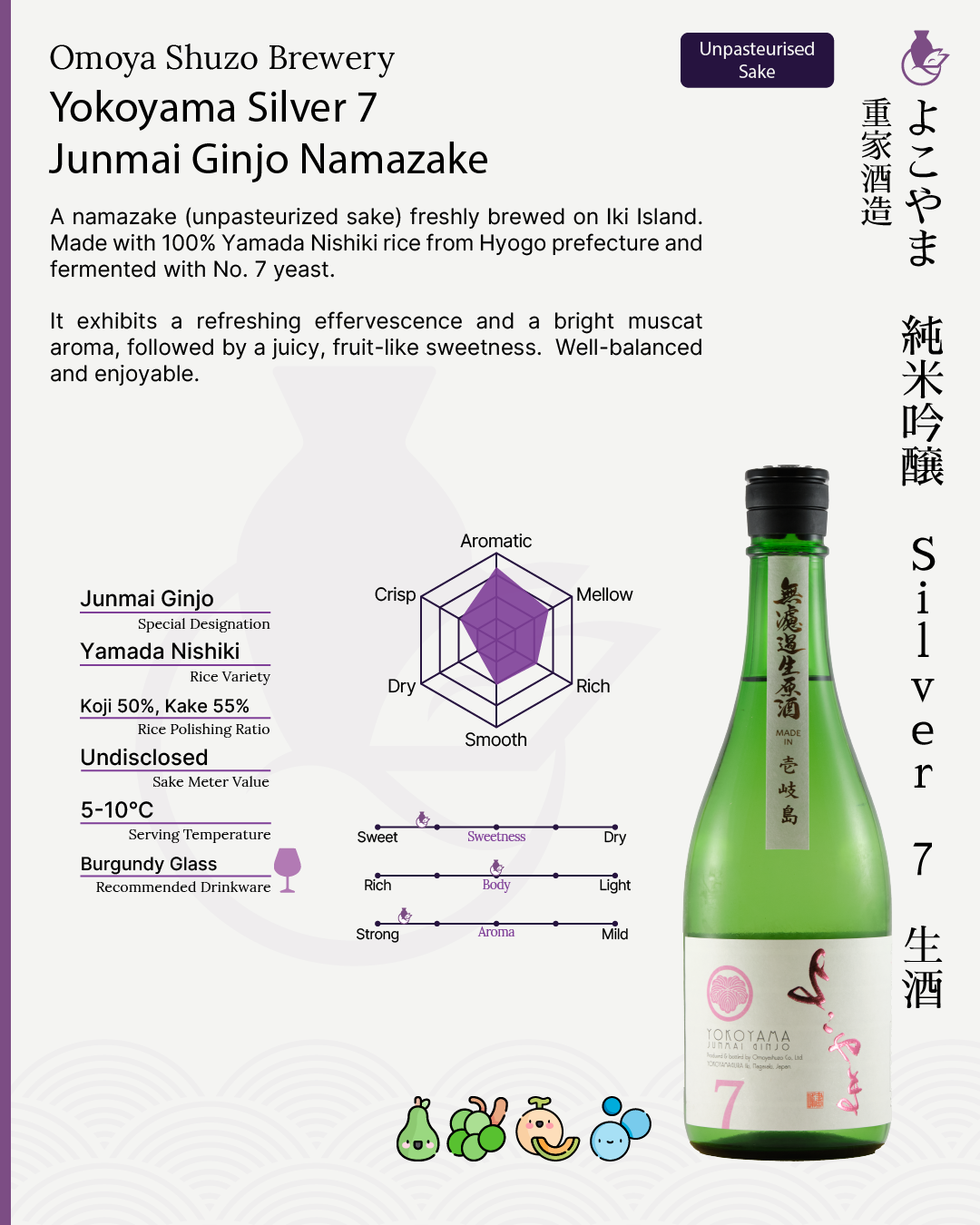 Yokoyama Silver 7 Junmai Ginjo Namazake | よこやま 純米吟醸 Silver7 生酒