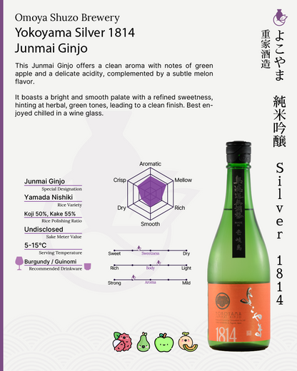Yokoyama Silver 1814 Junmai Ginjo | よこやま 純米吟醸 Silver 1814 火入